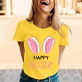 thumbnail image 2 of Alun Happy Easter T Shirts for Women Cute Bunny Ears Graphic Tees Casual Short Sleeve Crewneck Top for Easter's Day Outfit 2026 Spring Summer Workout T-Shirt Yellow XL, 2 of 4