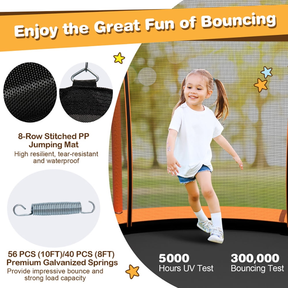 GVN Trampoline, Outdoor Recreational Trampolines,8 Feet Outdoor Unique Flower Shape Trampoline with Enclosure Net-Yellow