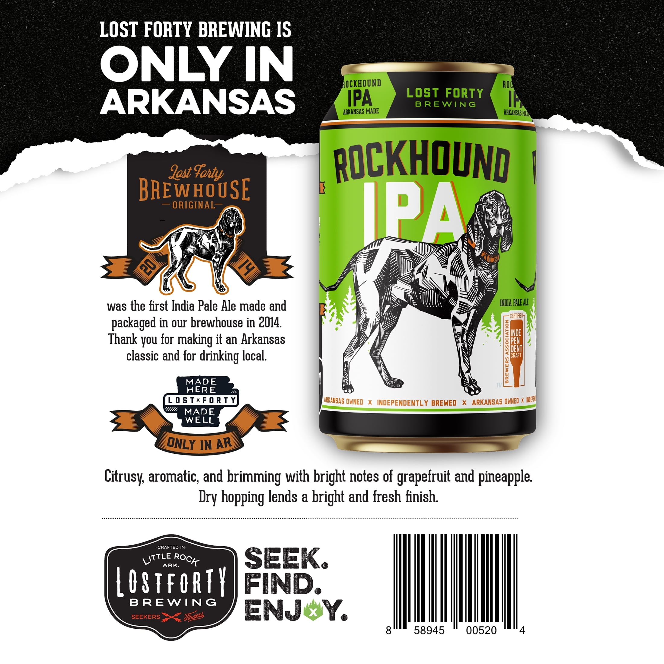 Lost Forty Brewing Rockhound Craft India Pale Ale, 12 fl oz 12 Pack Cans, 6.3% ABV