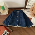 thumbnail image 6 of Jean Jacket Girls Girls Jeans Jacket Cartoon Embroidery Bear Lapel Loose Casual Denim Coat Girls Denim Jacket Navy 5 Years-6 Years, 6 of 7