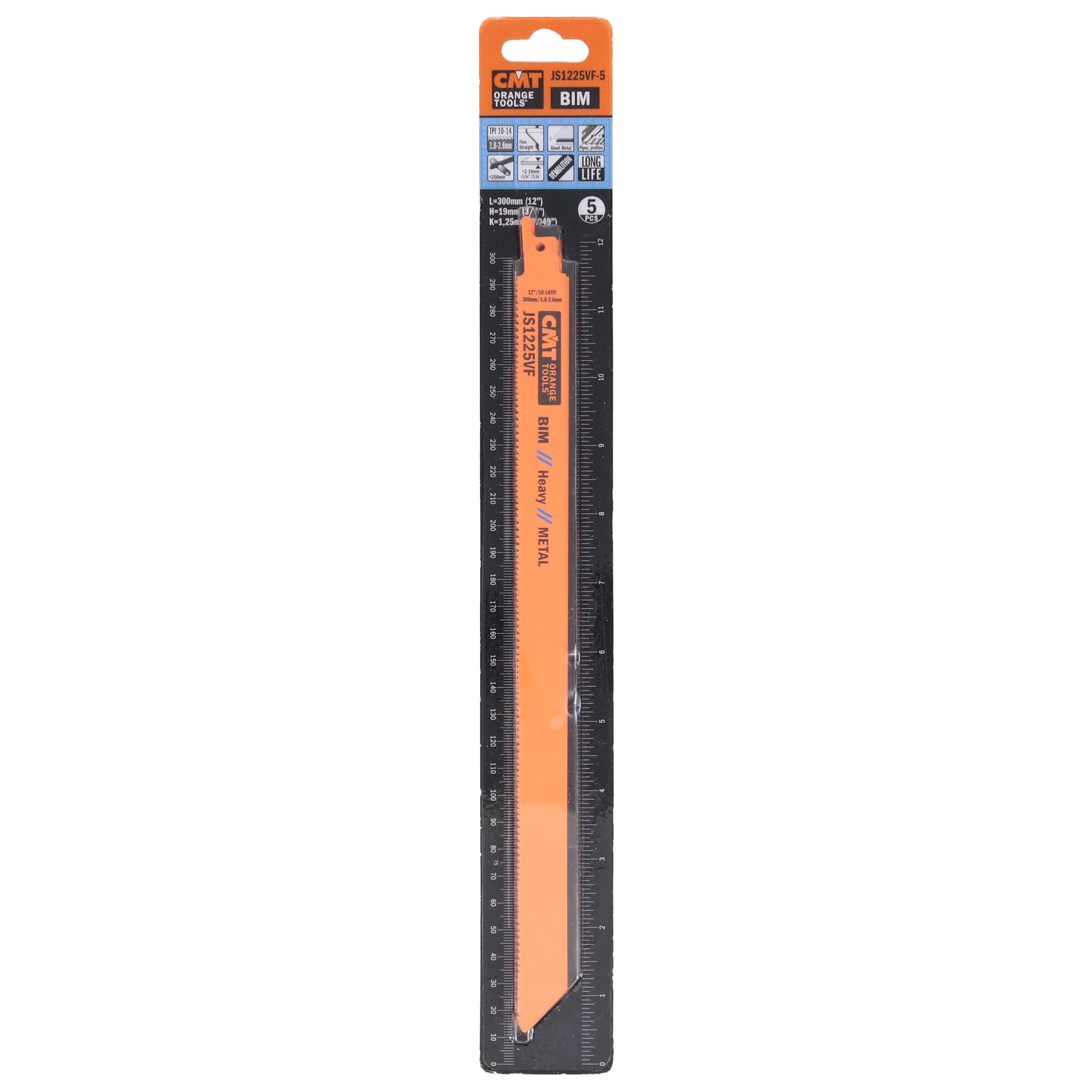 CMT JS1225VF-5 10-14 TPI 5-Piece 11-Inch Bimetal Saw Blades for Reciprocating Saws