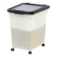 thumbnail image 5 of IRIS USA 50 Lbs / 65 Qt WeatherPro Airtight Pet Food Storage Container with Removable Casters, for Dog Cat Bird and other Pet Food Storage Bin, Keep Fresh, Translucent Body, Easy Mobility, Pearl/Black, 5 of 7
