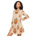 thumbnail image 3 of FORMRS Womens Long Sleeve Nightgowns Crew Neck Sleep Shirt Soft Pajamas Sizes S-3XL, Halloween Pumpkins Pattern, 3 of 8