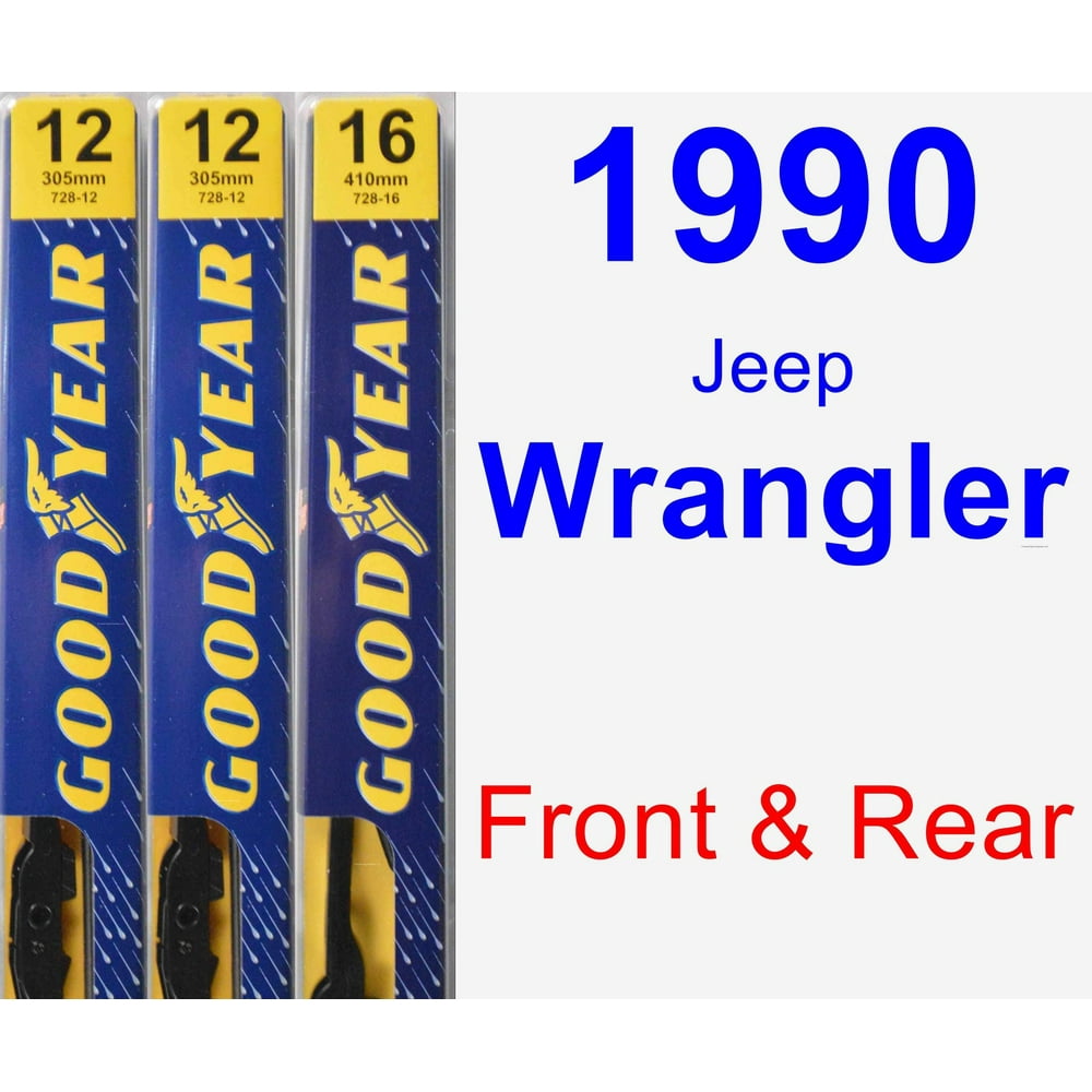 1990 Jeep Wrangler Wiper Blade Set/Kit (Front & Rear) (3 Blades