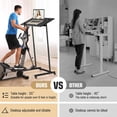thumbnail image 3 of Treadmill Desk, Mobile Small Standing Desk with Wheels for Walking Pad, Portable Table for Laptop, Rolling Table Adjustable Height, Bedside Table，Black, 3 of 16