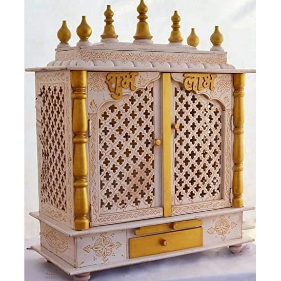 Home and Bazaar Rajasthani Ethnic Handcrafted Wooden Temple/Mandir/Pooja Ghar/Mandapam 24x12x30 Inch