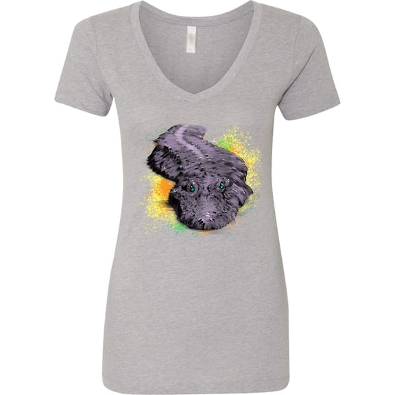 Inktastic Colorful Lurking Gator Women's V-Neck T-Shirt