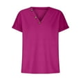 thumbnail image 4 of Lovskoo 2024 Summer Tops Womens Fashion Short Sleeve V Neck Solid Color Casual T-Shirt Spring Clothing Shirts for Women Purple L, 4 of 9