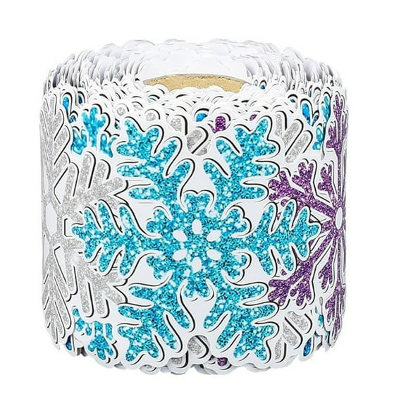10m Snowflake Scalloped Bulletin Border Trim Self-Adhesive Classroom Winter Theme Display Decor