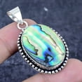 thumbnail image 2 of Natural Abalone Shell Gemstone 925 Sterling Silver Jewelry Pendant 1.97", 2 of 2