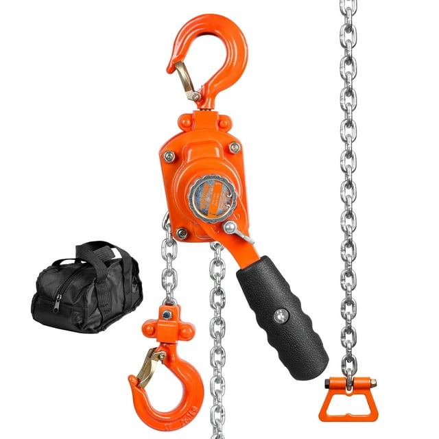 VEVOR Manual Lever Chain Hoist, 1/4 Ton 550 lbs Capacity 10 ft Come Along, G80 Galvanized Carbon Steel with Weston Double-Pawl Brake, Auto Chain Leading & 360° Rotation Hook, for Garage Factory Dock