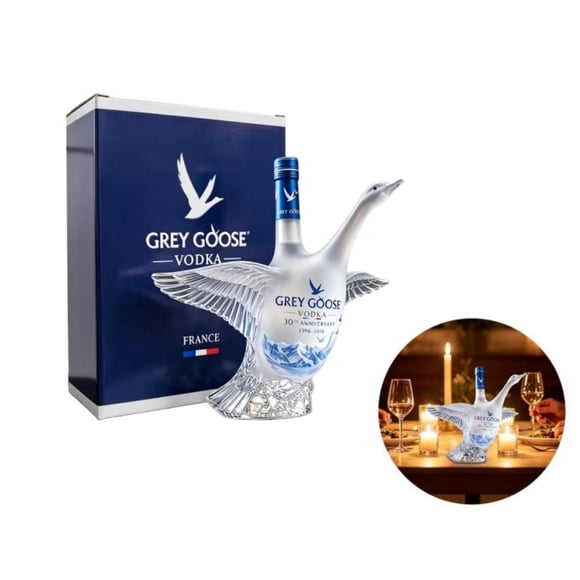 30th Anniversary 1996-2026 3D Grey Goose Whisky Bottle, 350ml Unique Sculpted Glass Liquor Decanter With Gift Box (1PCS Grey Goose B)