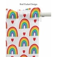 thumbnail image 5 of Watercolor Rainbow Linen Curtain Valance for Bedroom/Bathroom/Kitchen/Office/Living/Dining Room Window,Geometric Stripes Love Heart Pocket Topper Drapes Decorative Cafe Drapery Panel 42"x12", 5 of 6