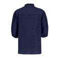 thumbnail image 5 of Jzuxvd Eyelet Tops for Women Summer Tops, Eyelet Blouse for Women Hollow Out Lace Top Embroidered Blouses, V Neck Button Puff Sleeve Dark Blue M, 5 of 5