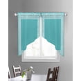 thumbnail image 3 of Turquoise Swag Valances for Windows, Geometric Boho Ethnic Tile Chic Monochrome Rod Pocket Sheer Valances for Small Windows, Swag Toppers Light Filtering for Kitchen Living Room 2 Panels 28''x36'', 3 of 5