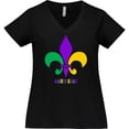 thumbnail image 3 of Inktastic Mardi Gras Fleur De Lis Women's Plus Size V-Neck T-Shirt, 3 of 5