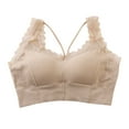 thumbnail image 3 of Bxsruta Lacy Bras for Women, Fashion Women's Solid Color Lace Seamless Beautiful Back Strap Sports Bra, Beige, 3 of 4