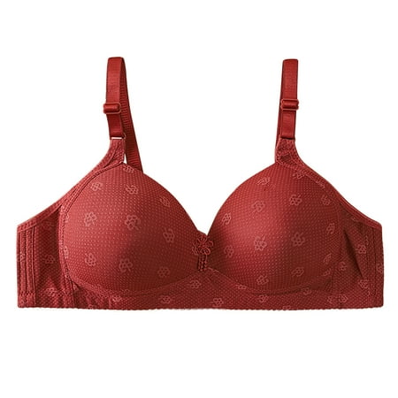 SMihono Women s Full Coverage Push Up Bras Everyday Basic Comfort Lightly Padded Bra No Underwire Plunge Lift Up T-Shirt Bra Red 36