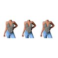 thumbnail image 2 of Sonducket Chaleco con escote en V profundo Camisola de color sólido Sin espalda Sin mangas Camisa corta para niñas Ropa de moda de noche de Gris M 3piezas, 2 of 6