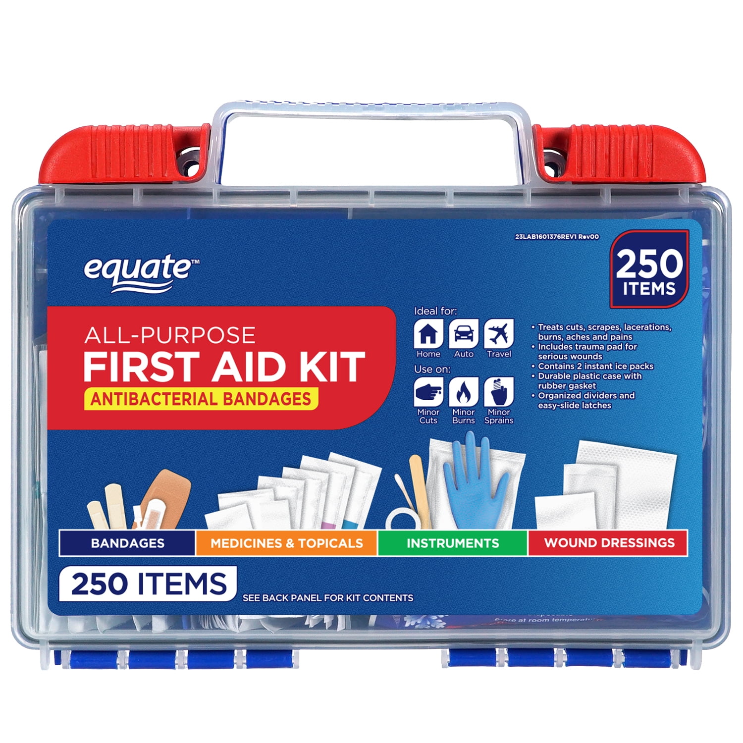 Equate All Purpose 250 Piece First Aid Kit Walmart