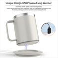 thumbnail image 4 of Self Heating Coffee Mug for Desk,Heated Cup with 10Hrs Auto Shut Off, USB Powered Mug Warmer Set, 4 of 7
