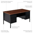 thumbnail image 3 of Hirsh Double Pedestal Office Desk with Center Drawer for Home, Office, or School, 30" D x 60" W, Black/Walnut, 3 of 22