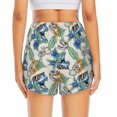 thumbnail image 2 of Lsque Dinosaurs And Leaves Printed Women's Running Shorts with Liner Pockets,Elastic Quick Dry Workout Athletic Gym Yoga Shorts,Womens High Waist Shorts-X-Large, 2 of 9