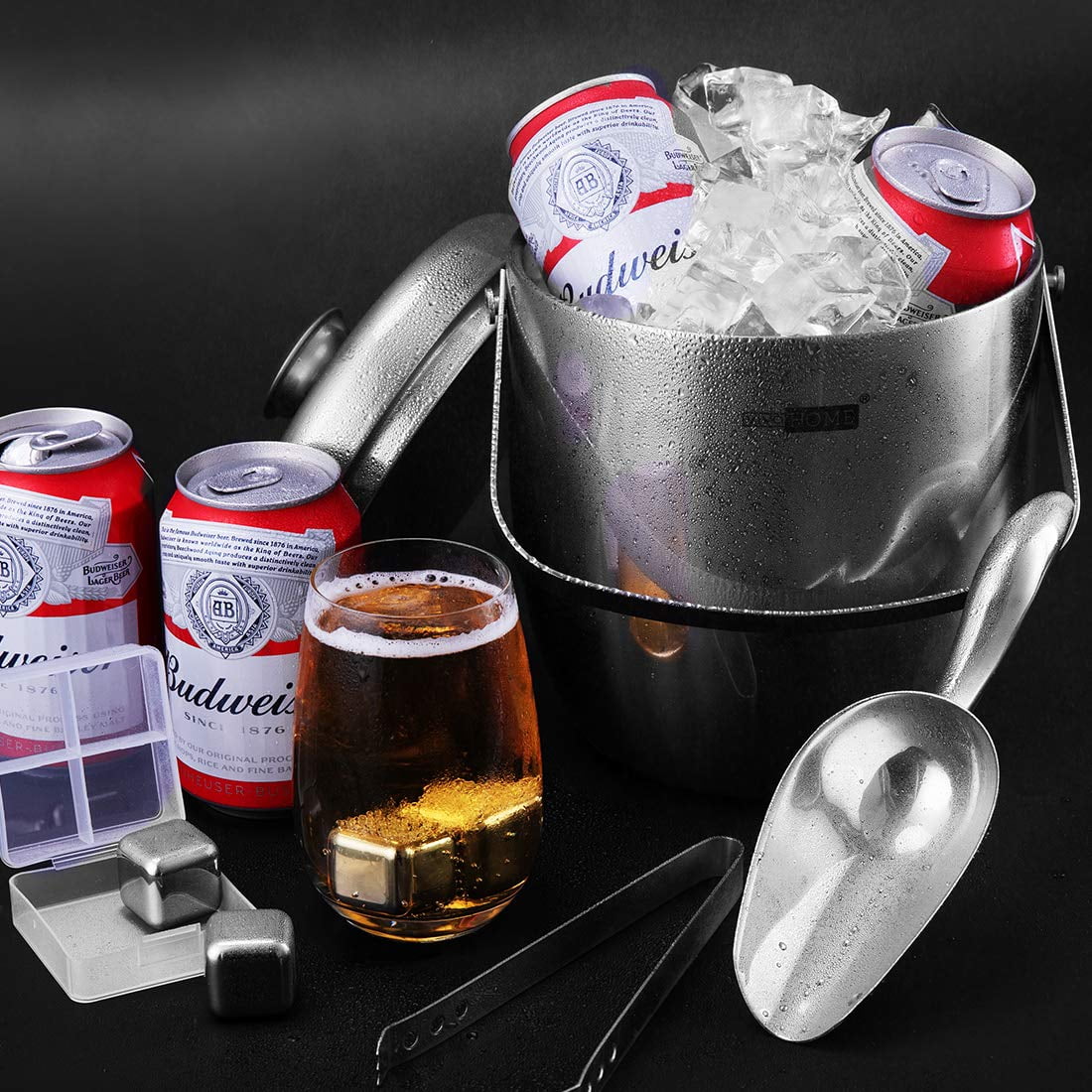 insulated ice bucket with scoop