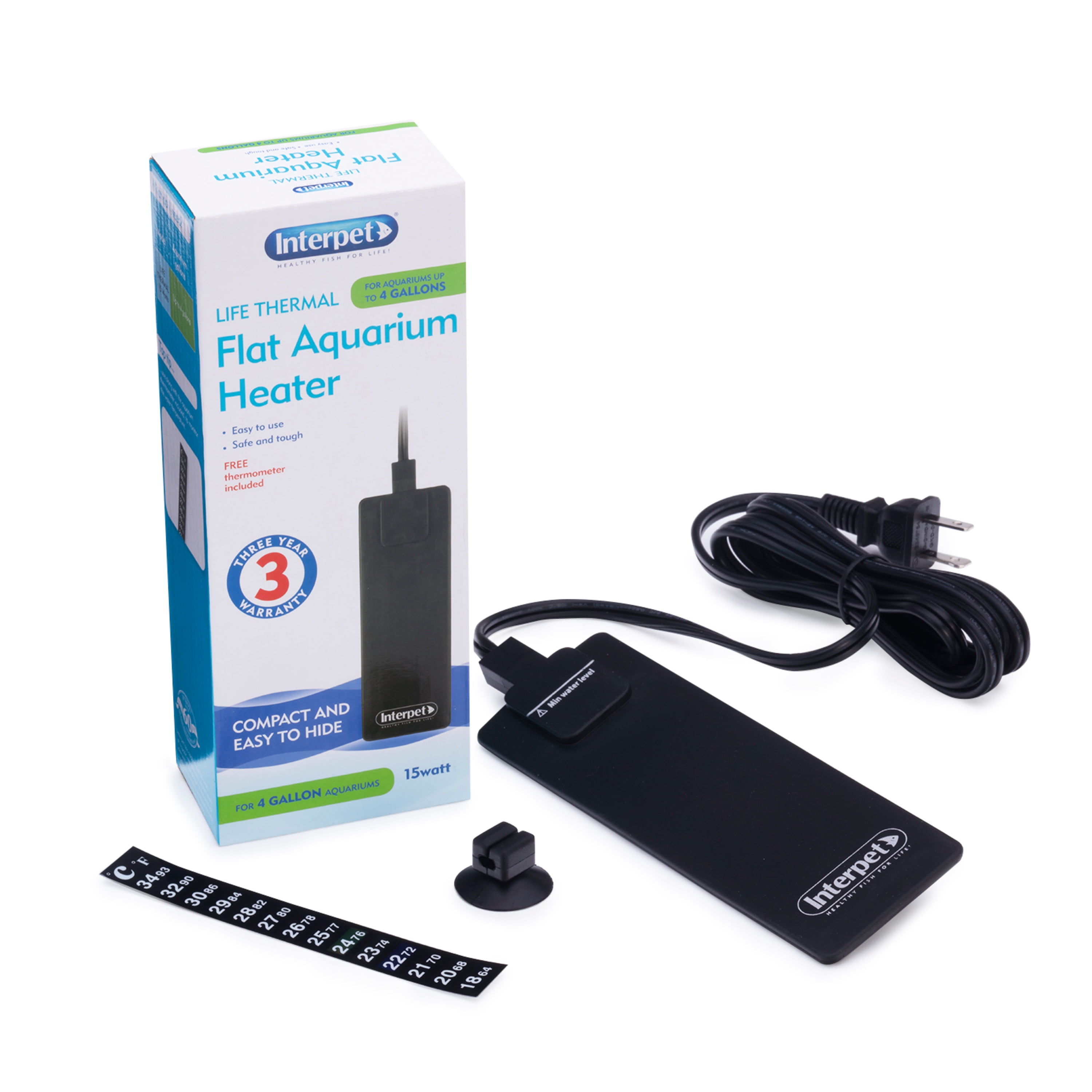 Buy Interpet Heater Flat Life Thermal 15W for up to 4 Gallon Aquariums