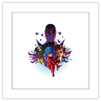 Gallery Pops Miraculous: Tales of Ladybug & Cat Noir - Heroes Graphic Wall Art, White Framed Version, 12" x 12"