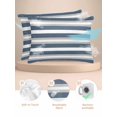 thumbnail image 2 of Haze Blue Stripe Pillow Cases Standard Size Set of 2, Smooth Satin Pillowcase for Hair and Skin, Farmhouse Blue Gray Striped Decorative Cooling Bed Pillow Covers with Zipper, 20x26 Inches, 2 of 5
