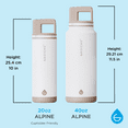 thumbnail image 3 of GROSCHE ALPINE Flip 'N Sip Insulated Water Bottle, Leakproof Water Bottle with Straw, Cream White (20oz + 40oz - Pack of 2), 3 of 9