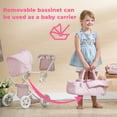 thumbnail image 3 of Teamson Kids Poussette pour Poupées pour Bébés Poupées de Luxe 2-en-1 Rose/gris, 3 of 10