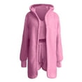 thumbnail image 4 of 3 Piece Pajama Set for Women Warm Fleece Pajama Sets Fuzzy Hooded Outfits Sleeveless Crop Tops Shorts Pjs, 4 of 7