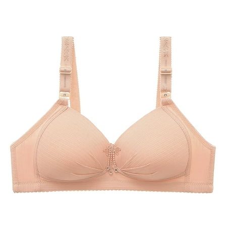 YHGFVOKJ Bras for Women New Middle Age Light Comfort Large and Thin Underwear without Steel Ring Gathering Chest Lifting Bra Padded Bras for Women Beige 42
