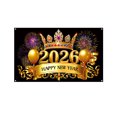 thumbnail image 1 of Tapiz para colgar en la pared, corona dorada de feliz año nuevo 2026, 180 x 115 cm, 1 of 2
