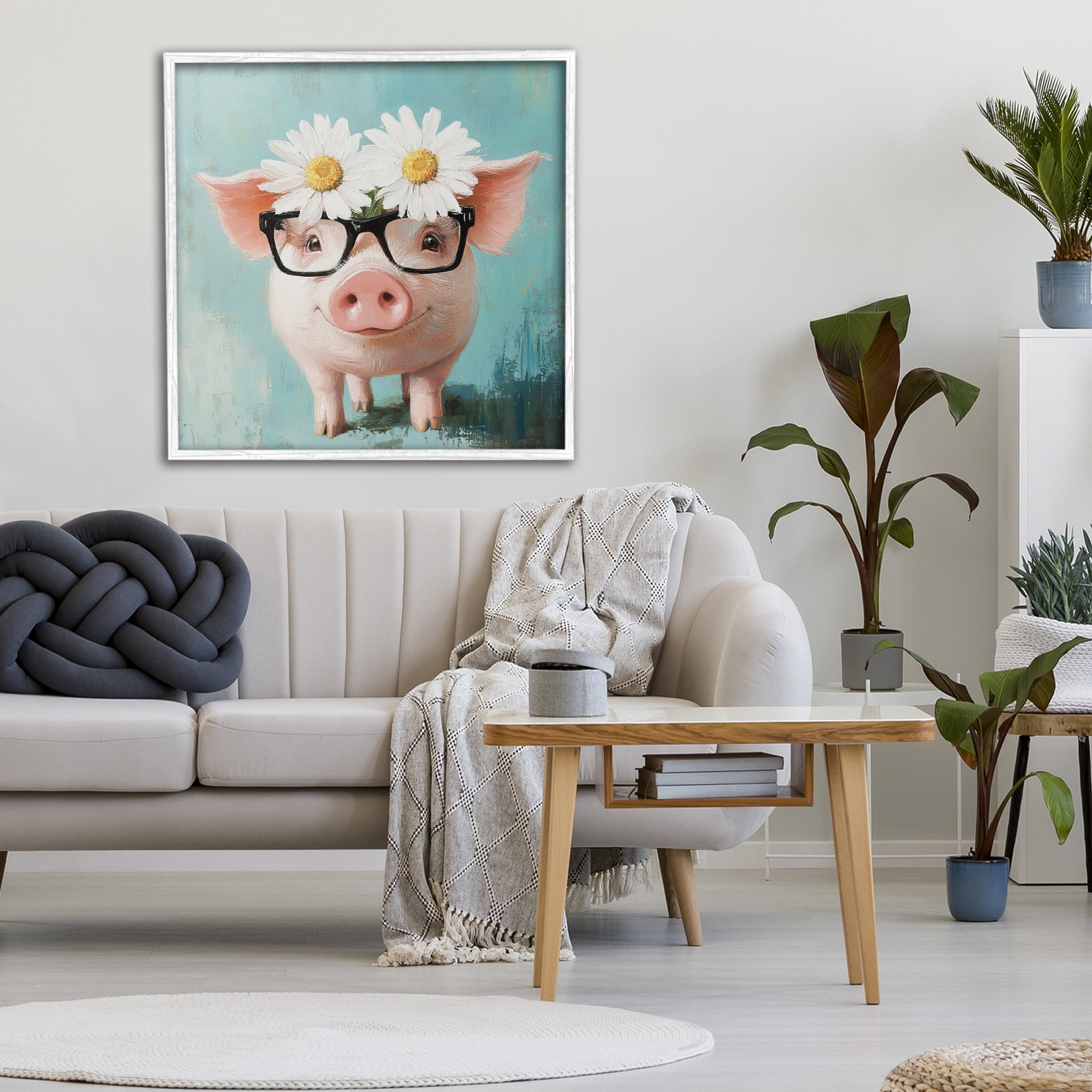 Stupell Industries Nerdy Natalie Piglet White Framed Giclee Art, design by Tina LeCour