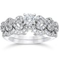 thumbnail image 1 of 3/4ct Heart Shape Diamond Engagement Ring Set 14K White Gold, 1 of 4