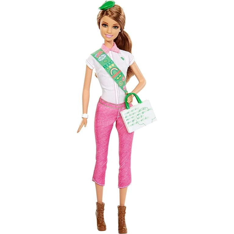 Barbie Girl Scouts Pink Doll with Cookie Box