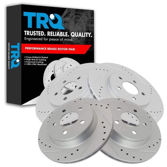 TRQ Front & Rear Performance Brake Rotors Set Premium G-Coated Fits Select 1994-2004 Ford Mustang