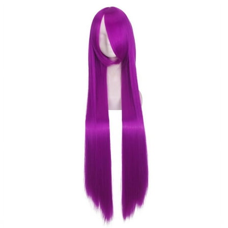 XmhyTop 39.4" Long Sleek Straight Wigs with Fringe Bangs, Heat-Resistant Synthetic Hair, Vibrant Color Options, Cosplay, Anime, Party & Daily Wear, Women's Wigs,Purple