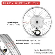 Yescom Electric Bike Conversion Kit Front Wheel 20 E-Bike Conversion Kit 36V 750W Ebike Wheel Kit