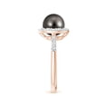 thumbnail image 3 of Angara Classic Tahitian Cultured Pearl and Diamond Halo Ring in 14K Rose Gold for Women | June Birthstone Jewelry for Her, 3 of 8