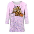 thumbnail image 5 of Odeerbi Halloween Vintage Pumpkin Shirts for Women Retro Graphic Blouse Fashion Printing Loose T-shirt Three Quarter Sleeve Round Neck Casual Tops Pink, 5 of 5