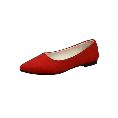 

Ritualay Women Flats Comfort Flat Shoes Non-slip Loafers Faux Suede Lightweight Casual Work Party Slip On Red 6.5