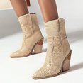 thumbnail image 1 of Fashion Womens Leather Non-Slip Wedges Shoes Pointed Toe Cowboy Ankle Booties, 1 of 6