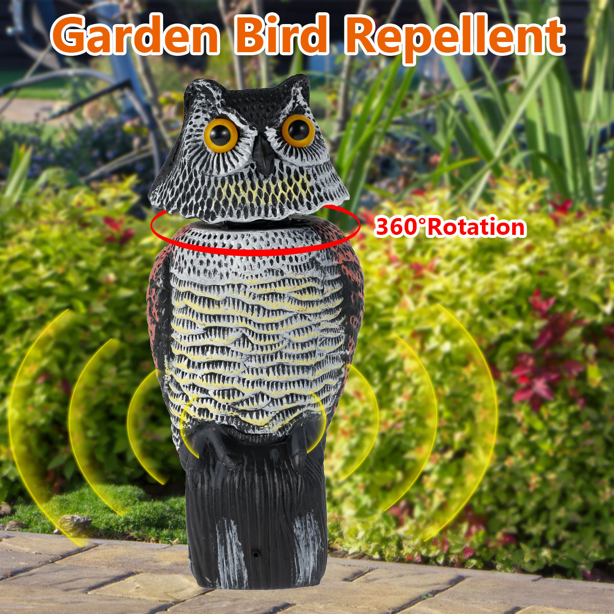 Realistic Fake Owl Bird Scarer Sound Decoy Repellent Pest Control Scarecrow Yard Home & Garden