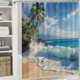 thumbnail image 6 of Orinice Palm Trees Wave Beach Bathroom Decor Set with Hooks - Chic Modern Polyester Fabric Fashion Shower Curtain 69x72, 6 of 7