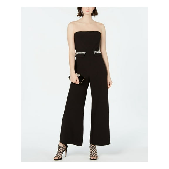28th & Park Womens Embellished Jumpsuit, Black, 14
