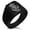 Black, variant on Stainless Steel Nautical Compass Dial & Anchor Needle Stripe Pattern Biker Style Polished Ring